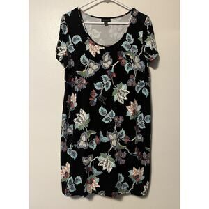 J Jill Wearever Collection Dress Small Petite Floral Stretchy Comfort Travel